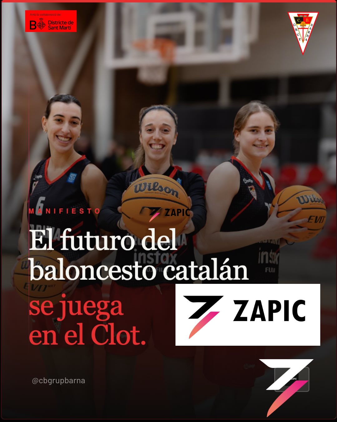 Pieza generada por Zapic para un club de baloncesto: «El futuro del baloncesto catalán se juega en el Clot».